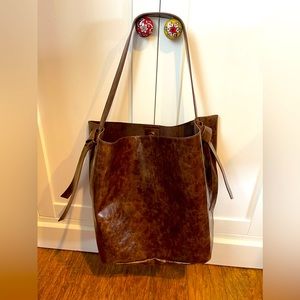 Anthropologie vegan leather bucket bag